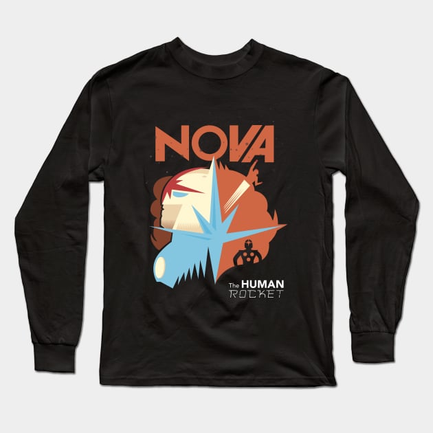 Nova, The Human Rocket! Long Sleeve T-Shirt by KevinTiernanDesign